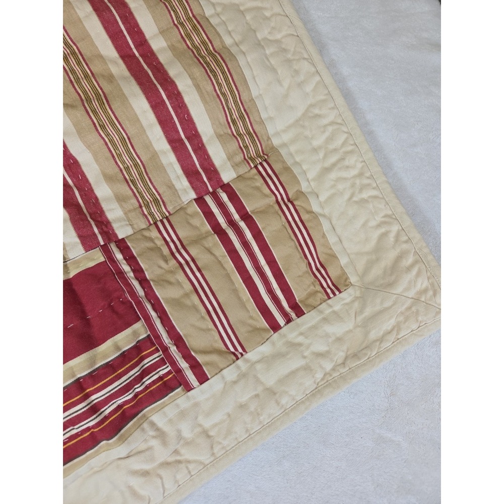 2 Pottery Barn Vintage Stripe Patchwork Quilted Pillow Shams Ticking 2007 STD - Picture 4 of 13